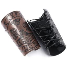 Armadura medieval homem cosplay aquecedores de braço laço-up viking pirata cavaleiro gauntlet pulseira bracer steampunk acessórios - Image 5