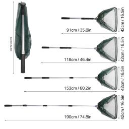 190cm 92cm 55cm rede de pouso telescópica dobrável pólo de pesca estendendo mosca carpa curso mar malha rede de pesca para pesca com mosca - Image 2