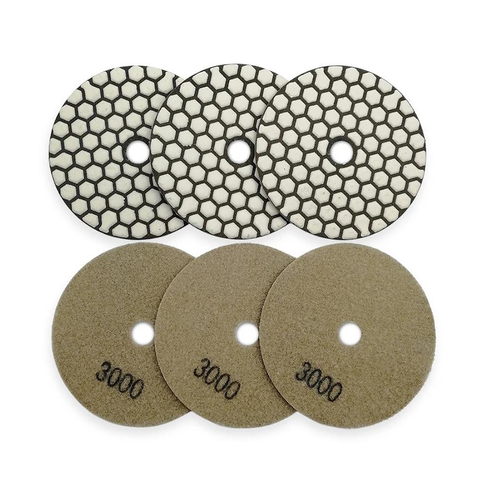 Shdiatool 6 peças/pk almofada de polimento a seco de diamante granito mármore disco de lixa de resina flexível diâmetro 4 "/100mm disco polidor de pedra cerâmica - Image 1