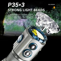 USB Recarregável RBG Lanterna LED, Poderoso Mini EDC, Lanterna Tática, 18350 Bateria, Acampamento ao ar livre, Tocha de Pesca, 2000LM, Uso em 18350 - Image 2