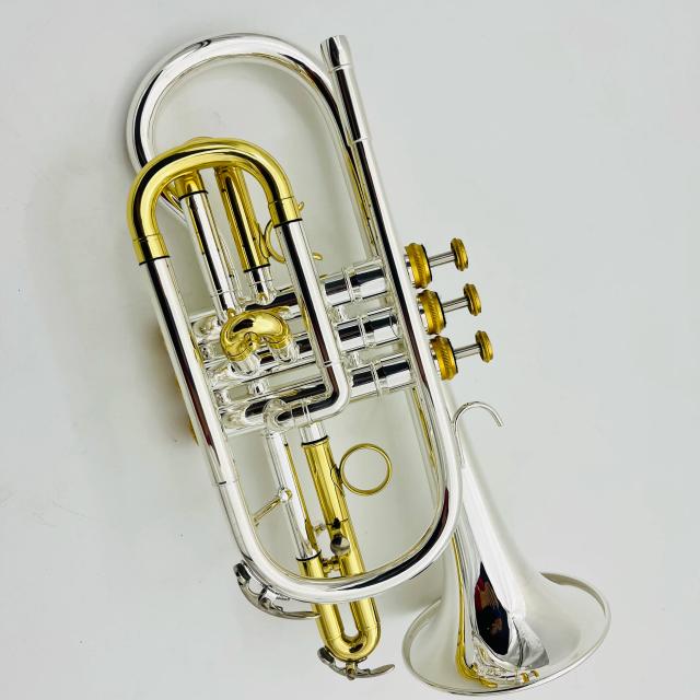 Trompete Profissional Bflat de Bronze Prata e Banho de Ouro com Acessórios e Estojo Inclusos