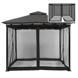 Gazebo ao ar livre de 4 portas mosquiteiro cortina lateral com zíperes tela de rede de dossel de substituição universal para pátio de jardim - Image 3