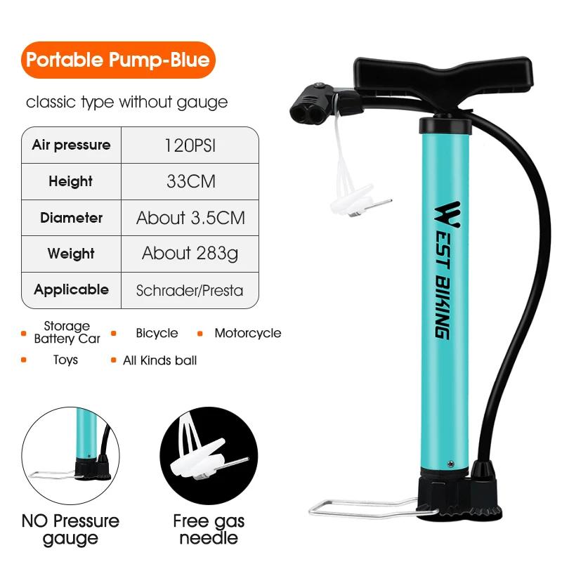 West biking 160psi bomba de bicicleta medidor alta pressão bola inflator ar mtb ciclismo acessórios presta schrader bomba bicicleta estrada - Image 1