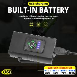 USB recarregável frente bicicleta luz LED com Power Display, farol impermeável, lanterna, ciclismo acessórios - Image 4