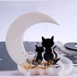 Diy gota de cristal cola rosto sorridente lua menina peixe cauda espelho rosto pequeno cervo gato anjo resina cola epoxy molde silicone - Image 5