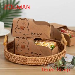 Bandeja de Taco Kraft Caixa de Sanduíche de Gaveta de Cachorro Quente Caixa de Papel Hamburger Biodegradável Personalizado Pão Coreano Egg Drop - Image 4