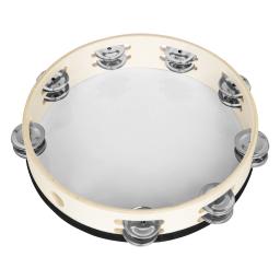 Instrumento musical infantil mão pandeiro, dupla fileira palmeira tambores, percussão em madeira segura, acessórios musicais, 10" - Image 2