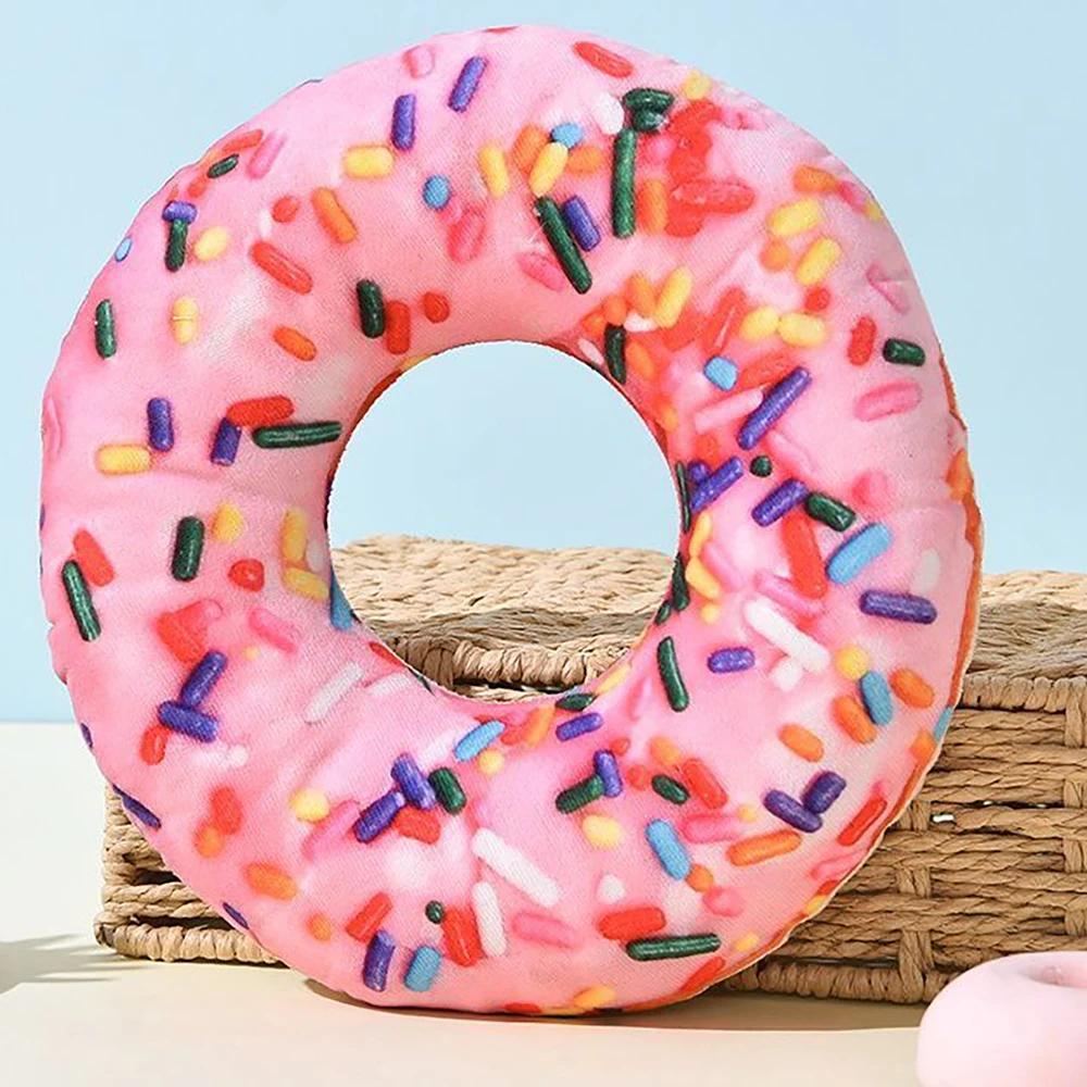 Donut Squeaky Pet Toy, Dentes Brinquedo Provocando para Cão, Abastecimento Interativo, Fontes Do Partido De Aniversário, 1Pc - Image 1