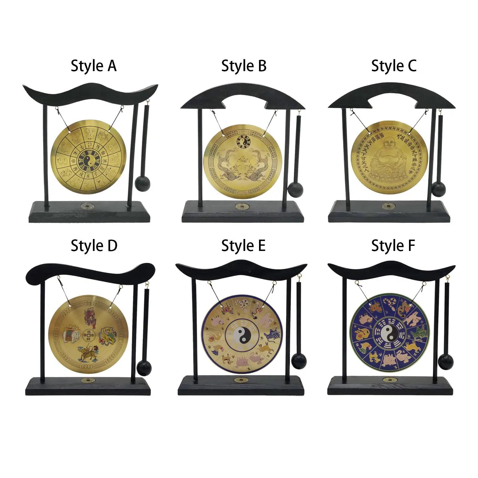Ornamento de gongo de cobre sino de gongo asiático mini sinos de vento latão feng shui mesa gong - Image 1