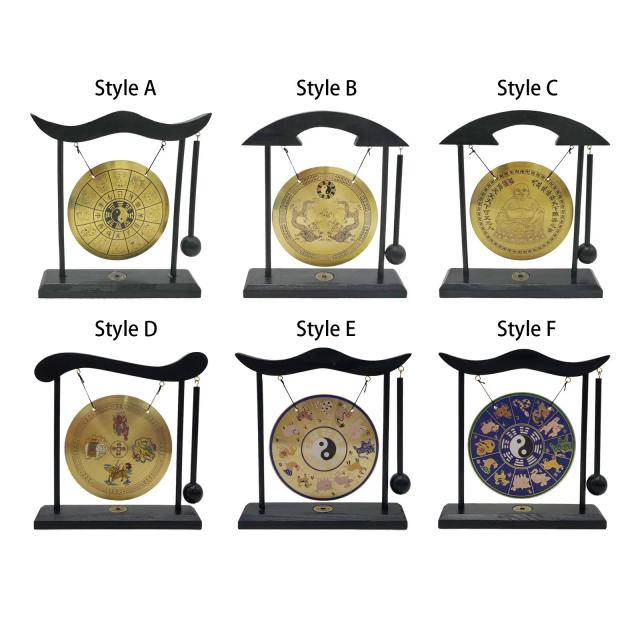 Sino de Gongo Asiático Miniatura em Cobre e Latão para Decoração Feng Shui
