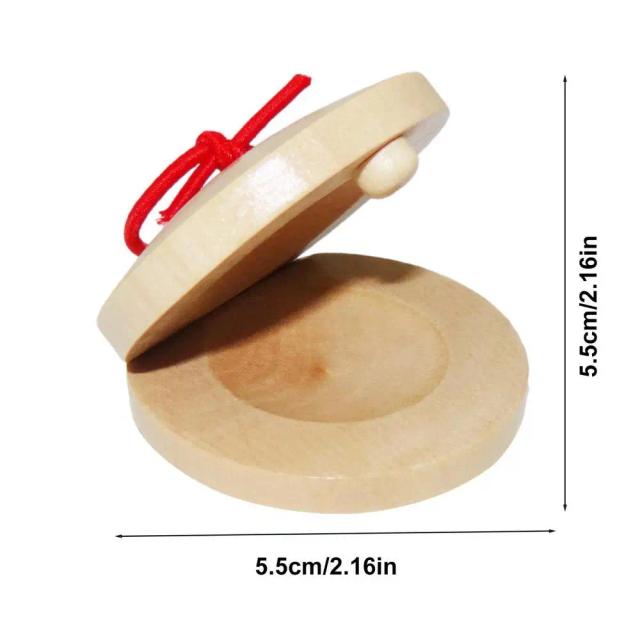Castanholas de Madeira para Crianças - Instrumento de Percussão Divertido para Festas e Educação Musical Pré-Escolar