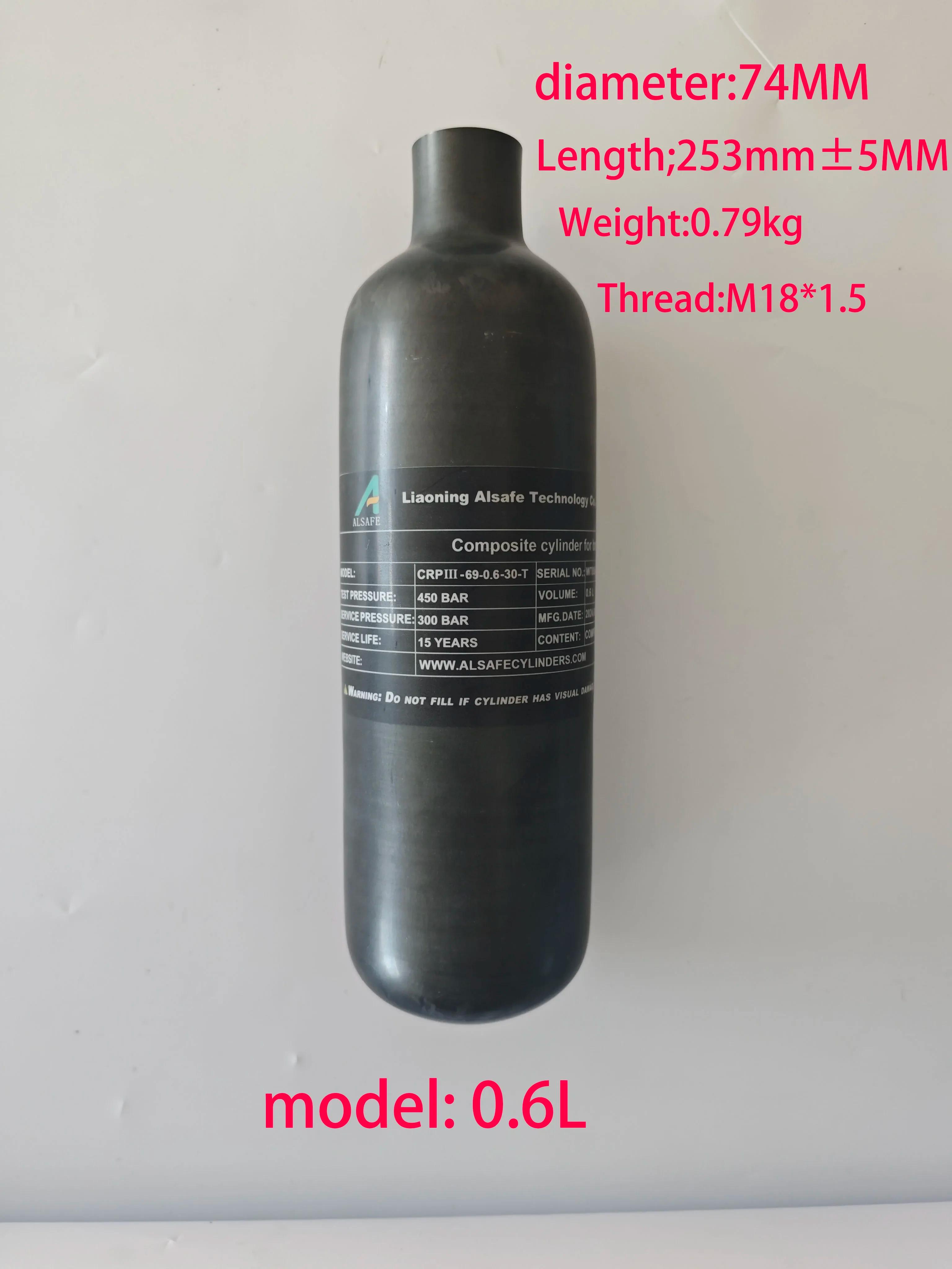 ALSAFE-Air Fibra De Carbono Cilindro Tanque De Alta Pressão, HPA Garrafa, M18 * 1,5, 300Bar, 4500Psi, 0.6L, 600cc, Novo Estilo - Image 1