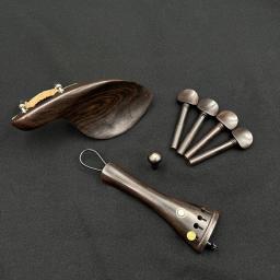1 conjunto de alta qualidade violino 4/4 ébano natural acessórios de madeira acessórios de peças, tailpiece + pinos de ajuste + endpins + descanso queixo/suporte de queixo - Image 2