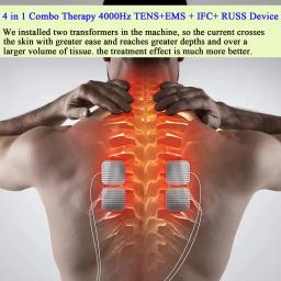 Estimulador muscular elétrico 4 em 1, dispositivo interferencial de fisioterapia de alta frequência, ems, ift, rUSs, dezenas, eletroestimulador de pulso - Image 6