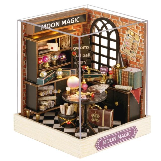 Casa de Boneca DIY com Luz LED e Móveis: Kit Mini Roombox Magic Moon para Presentear no Aniversário