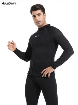 Roupas masculinas de mergulho com snorkel, manga comprida, traje de mergulho livre, jaqueta e calça preta, roupa de banho de neoprene aquecida, 1,5mm - Image 2