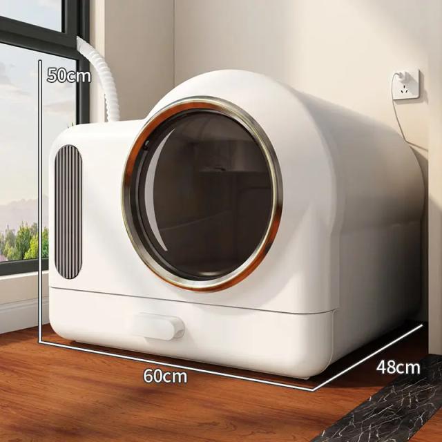 Desodorizador Automático de Ar Fresco para Caixa de Lixo de Gato com Auto Limpeza e Gaveta Grande Fechada
