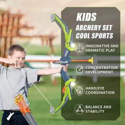 Conjunto de arco e flecha para crianças, brinquedos com luzes de flash led, arco de tiro com arco para crianças, jogo de esportes ao ar livre, brinquedo de tiro, presente para meninos - Image 5