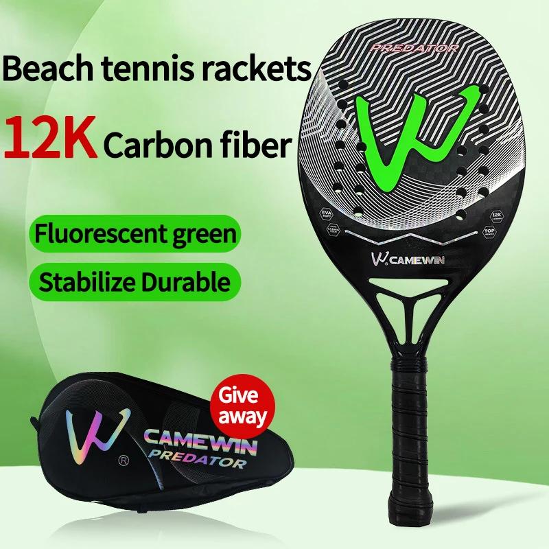 A nova raquete de tênis de praia de carbono 12k profissional superfície áspera de fibra de carbono completa com saco protetor faixa de suor cuidados com os pulso - Image 1