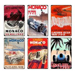 Monaco corrida estanho sinais placa de metal garagem barra parede casa loja arte decoração do vintage ferro pintura poster casa cuadros - Image 4