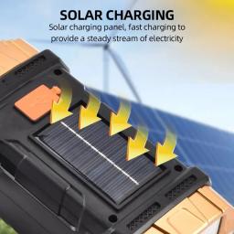 Lanterna LED solar poderosa portátil, Luzes de trabalho COB, USB recarregável, portátil, 4 modos de iluminação, Tocha solar ao ar livre - Image 4
