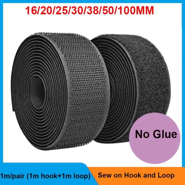 Gancho Não-Adesivo e Fita Loop para DIY: Costura em Fita de Fixação em Diversos Tamanhos de 16mm a 100mm, Par de 1m
