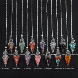 Natural Chakra Cura Cristal Pêndulo Radiestesia, Reiki Pedra Chips, Pêndulo Pêndulo Orgone, Spirituel Árvore da Vida, Jóias - Image 2
