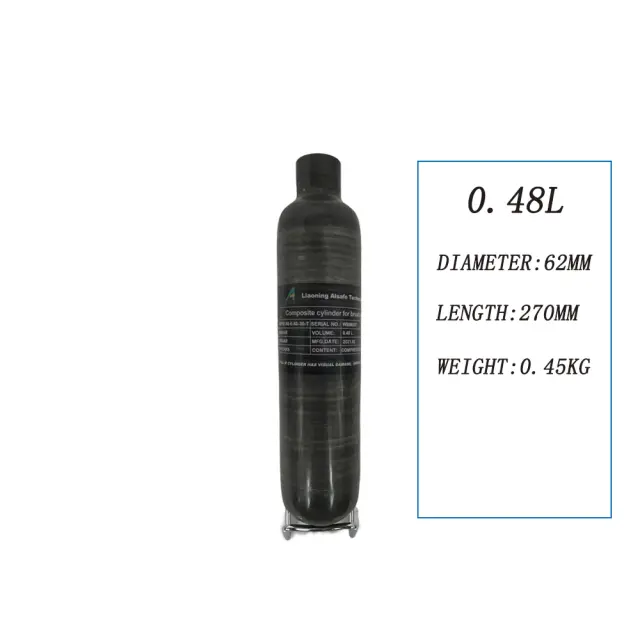 Cilindro de Fibra de Carbono de 300 Bar e 4500 PSI com Capacidade de 0,48L e 0,58L - Rosca M18 x 1,5