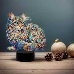 Acrílico Diamante Pintura Lâmpada LED com Ferramentas, Luz Noturna, Flor, Esquilo, Gato, Borboleta, Urso, Cavalo - Image 3