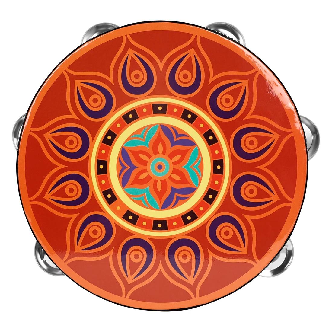 Pandeiro para crianças, tambor de mão, estilo folclórico, educação precoce, brinquedos de iluminação, percussão, instrumento Orff, 8 in - Image 1