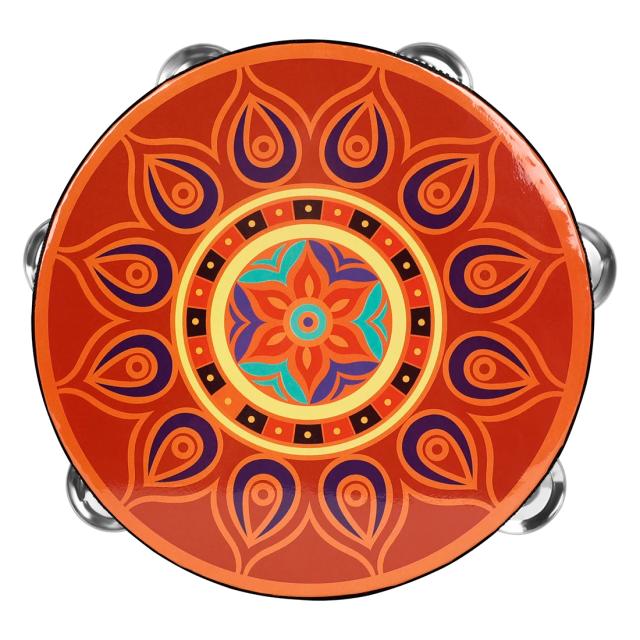 Pandeiro Infantil Iluminado, Tambor de Mão Estilo Folclórico para Educação Precoce e Percussão Orff, 8 polegadas
