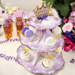 Roxo elegante copo bolo carrinho de cupcake suporte de bolo de cartão diy festa de aniversário decoração do bolo acessórios expositor - Image 5