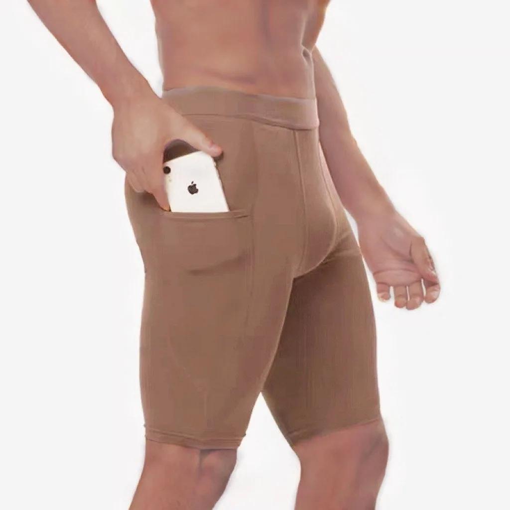 Calções de ginástica de compressão secagem rápida masculina, Leggings Fitness, Skinny, Slim, Stretch, Yoga, Esportes, Corrida, Corredor, Calças curtas, Verão - Image 1