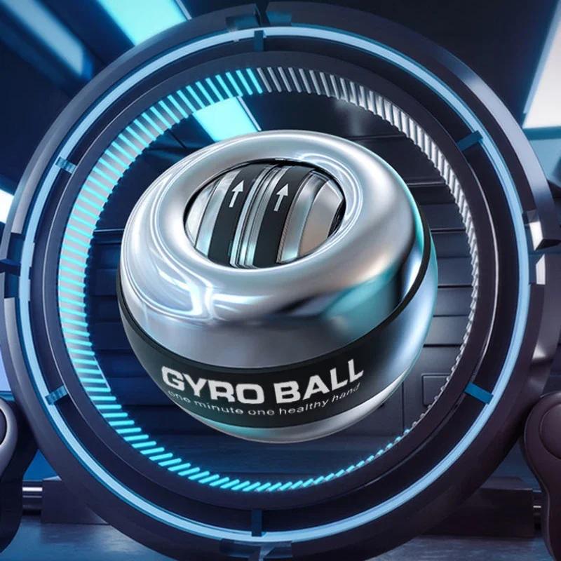Todo o metal Gyro Ball com LED Auto-Start Grip, Pulso Power Ball, Giroscópio Trainer, Mão Muscular Relaxar, Equipamentos Esportivos, Braço, Fitness - Image 1