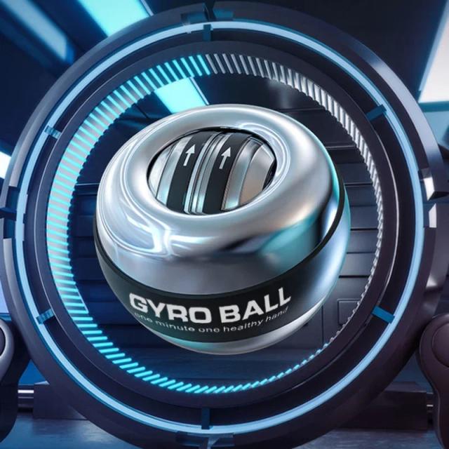Metal Gyro Ball com LED Auto-Start para Fortalecimento Muscular e Treinamento de Giroscópio
