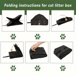 Caixa dobrável portátil do gato, bandeja de lixo para animais de viagem, banheiro durável do gato com alças de transporte - Image 5