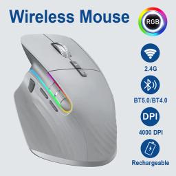 Rato sem fio multi-dispositivo Bluetooth 5.0 & 3.0 mouse 2.4G sem fio mouse óptico portátil ergonômico mão direita computador ratos - Image 1