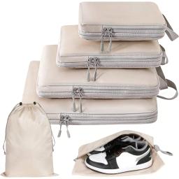 Conjunto de 6 sacos de compressão para viagem saco de nylon impermeável, mala portátil com bolsa, organizador de bagagem - Image 1