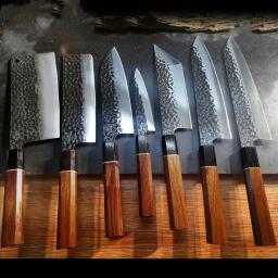 Conjunto de Facas Chef Forjado, Facas Japonesas Martelo, Kiritsuke Santoku Knife, Cleaver Salmon Sushi Knife, 90Cr18MoV - Image 1