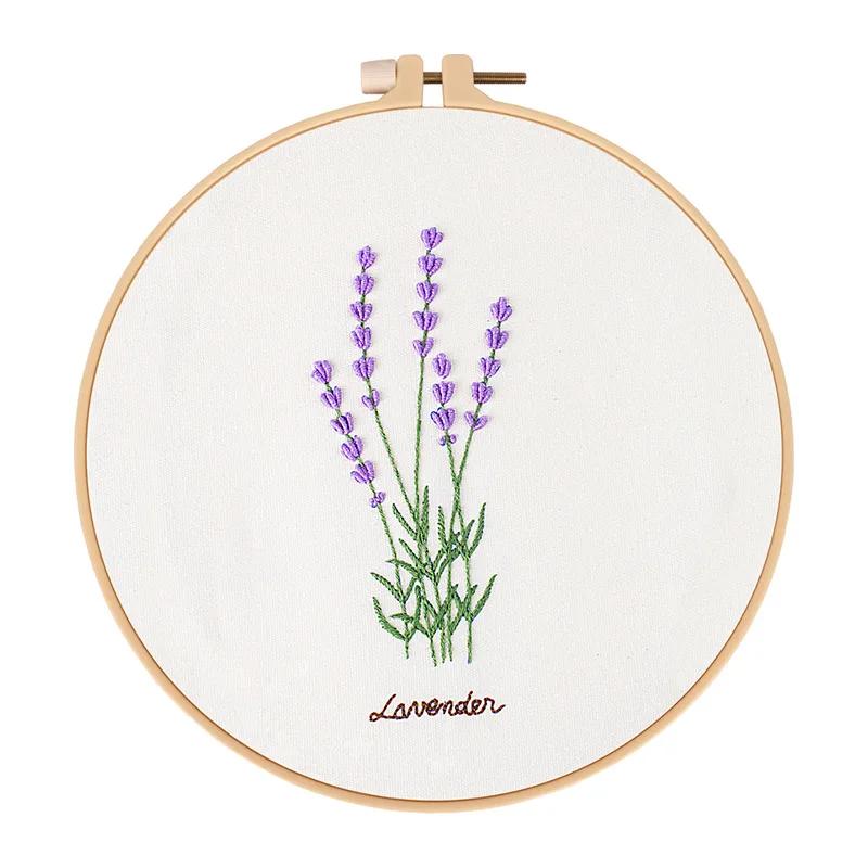 Kits de iniciação para bordados para iniciantes, padrões fáceis artesanais para adultos e crianças, jardim de flores de lavanda - Image 1