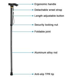 Bastão antiderrapante dobrável, Caminhadas ao ar livre, Camping, Escalada, Montanhismo, Bastão resistente extensível para deficientes, Unisex - Image 5