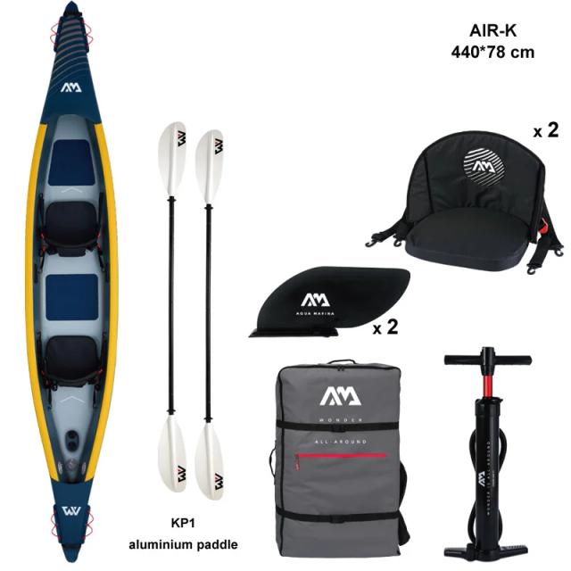 Caiaque Inflável AQUA MARINA Tomahawk com Bomba para Paddle, Assento e Manômetro em Material Drop Stitch