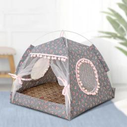 À prova de vento gatinho ninho respirável casa do cão super macio gato cama tecido fácil limpo impresso gatinho ninho pet suprimentos - Image 5