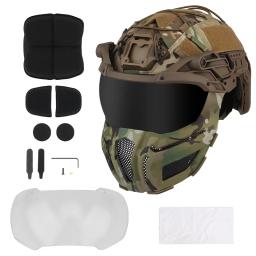 Rápido capacete totalmente protegido versão removível óculos máscara, Circunferência da cabeça ajustável, Equipamento de proteção Prop - Image 6