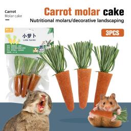 Pequeno Animal Mastigar Cenouras Snack, Nutritivo Natural Molar Brinquedos, Hamster, Coelho, Coelho, Guiné, Turquia, Porcos, Pet Supplies, 3Pcs por Saco - Image 1