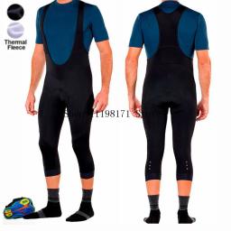Velo térmico Ciclismo Calças e Calças Justas para Homens, Calças Bib, 20D Gel Pad, Calças de bicicleta, Inverno, 3/4 Comprimento - Image 1