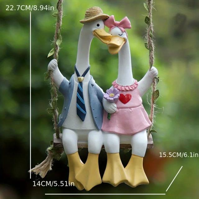Decoração de Jardim com Estátuas de Patos de Resina Fofa e Esculturas Engraçadas para Casa e Escritório