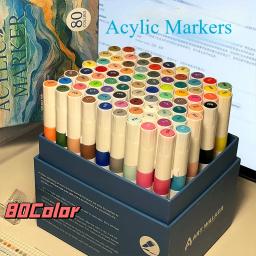 12-80 cores caneta marcador de arte acrílica pintura em rocha para crianças graffiti pedra cerâmica vidro madeira diy artesanato arte artigos de papelaria suprimentos - Image 5