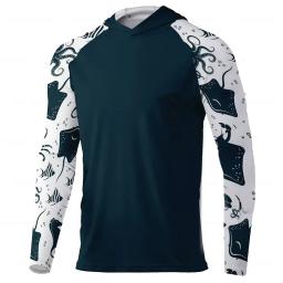Camisas de pesca respiráveis para homens, manga comprida, proteção solar, jaqueta de pesca respirável, UV, camiseta de pesca, capuz UPF 50 - Image 3