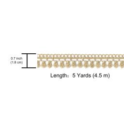 Bordado Artesanato Tiras Decorativas, Laço Dourado, Tassel Design, Acessórios de Vestuário, Decoração Do Bolo, Ouro, 5 Jardas - Image 2